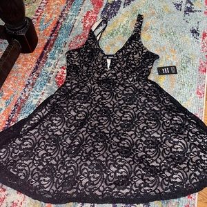 NWT Express Black Lace Skater Dress